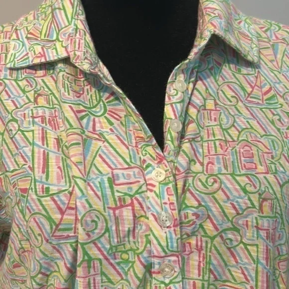 Lily Pulitzer large 3/4 button down F - Picture 2 of 8